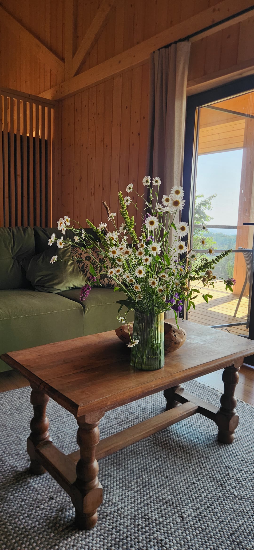 Wildflowers by the fireplace